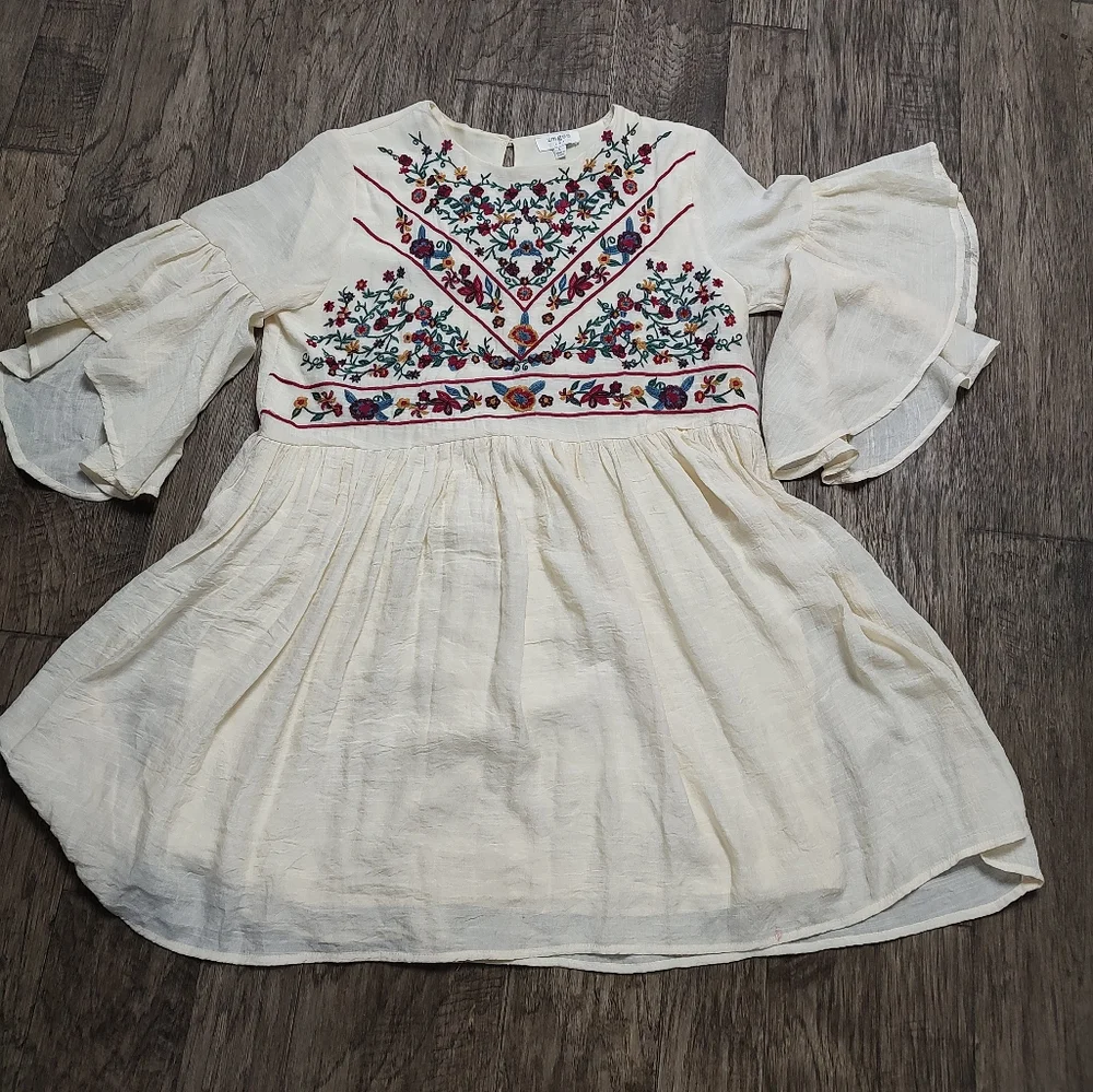 Umgee floral embroidered Bohemian swing top USA Women's size L - Picture 2 of 14